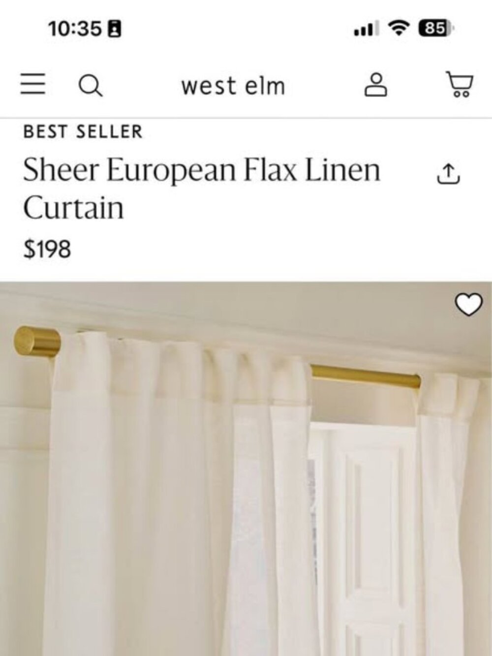 2 West Elm 48W x 84L ALABASTER European Flax Linen Sheer Curtains